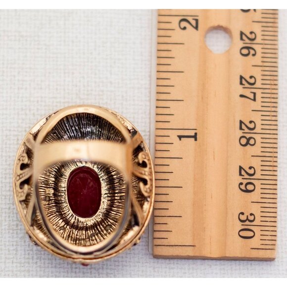 Vintage Art Deco Ruby Mandala Round Ring Size 6 1/2 - T1 - Picture 3 of 3
